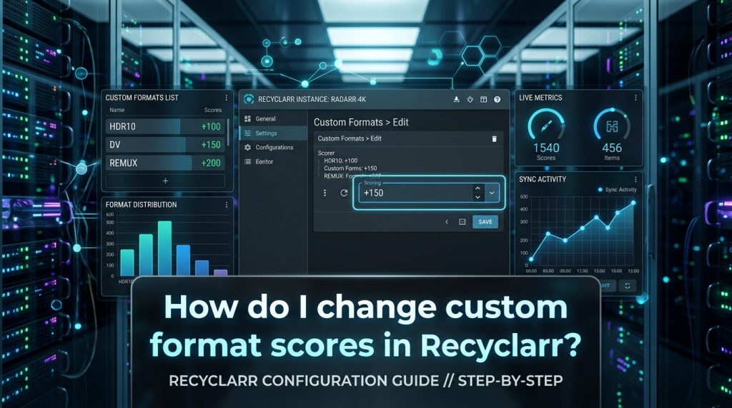 How do I change custom format scores in Recyclarr